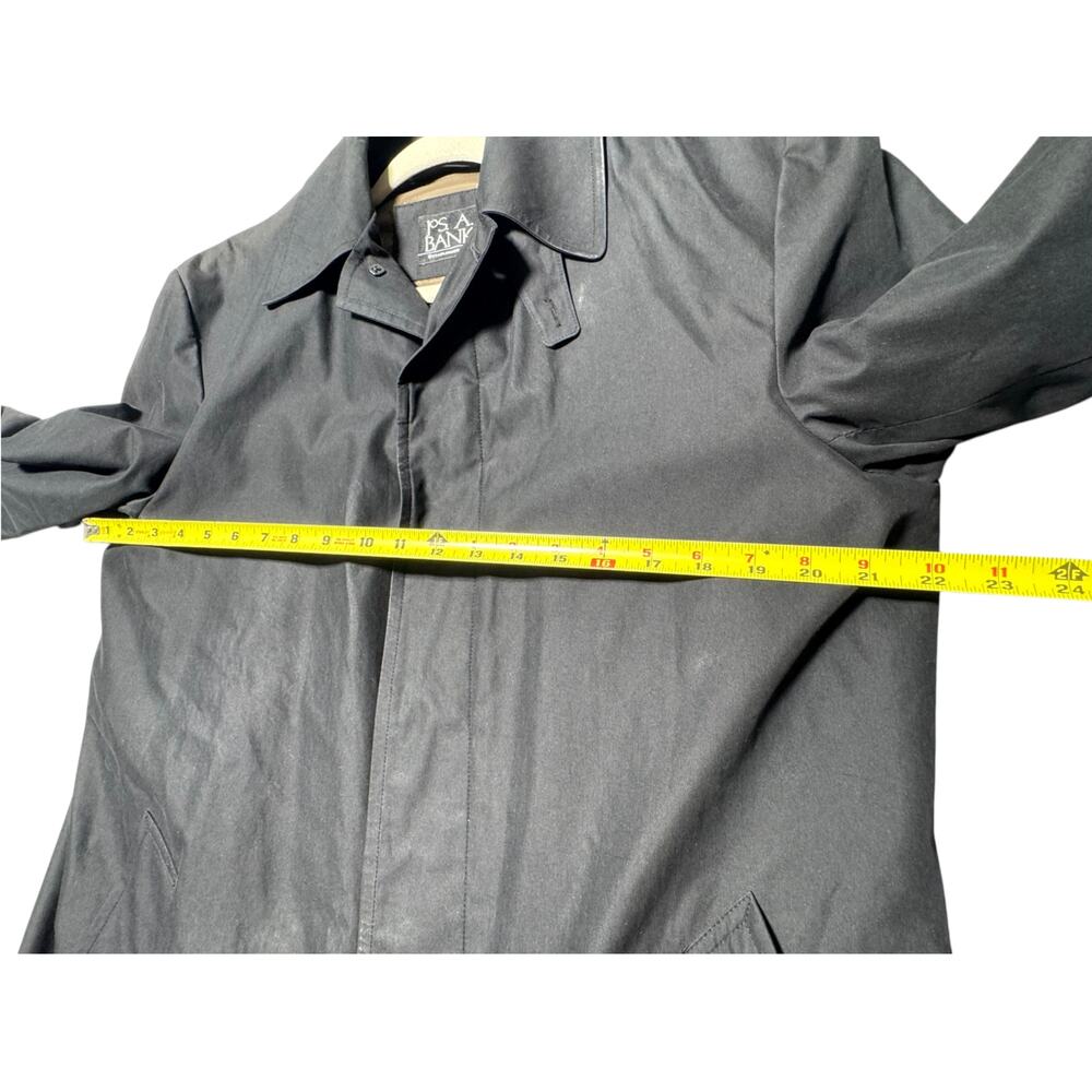Jos. A. Bank Trench Coat Mens 40R Black Single-Breasted Removable Plaid Lined - Picture 16 of 16